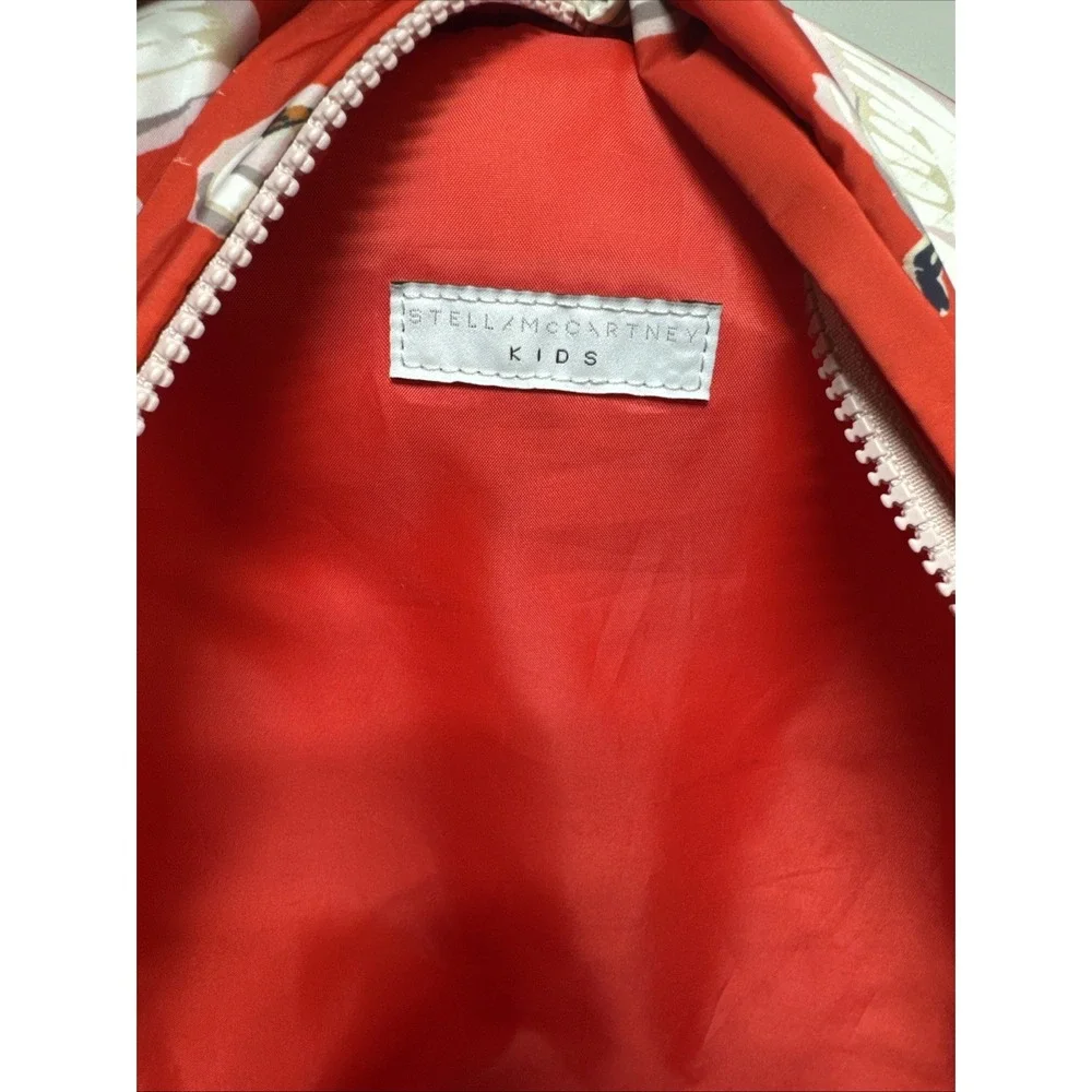 STELLA McCARTNEY Kids Backpack White Swan on Red Nylon Front Pocket